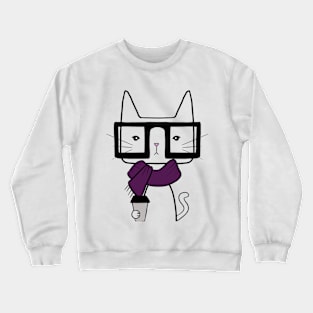 Hipster Cat Crewneck Sweatshirt